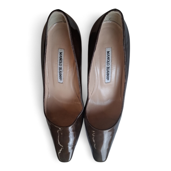 Manolo Blahnik Nobaman Patent Brown Pumps 7.5 (37.5) - Picture 3 of 10